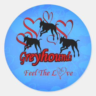 Greyhounds Hearts Love Dog  Classic Round Sticker