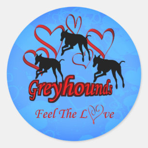 Greyhounds Hearts Love Dog  Classic Round Sticker