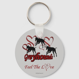 Greyhounds Hearts Love Dog Lover Key Ring
