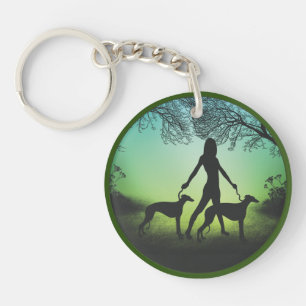 Greyhounds On A Walk Key Ring