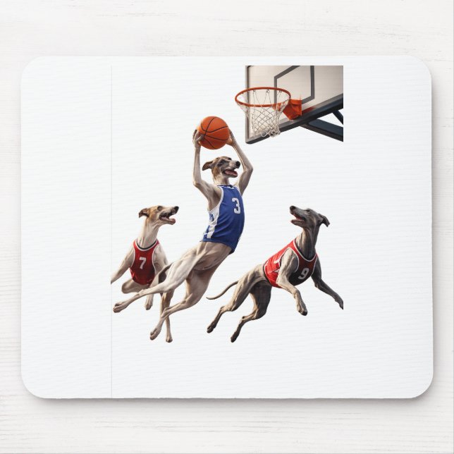 Greyhounds playing basketball mouse mat (Front)