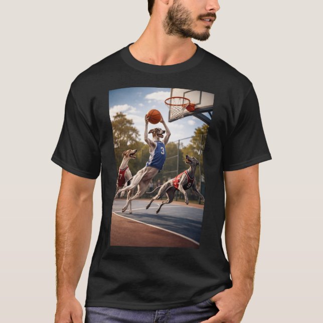 Greyhounds playing basketball T-Shirt (Front)