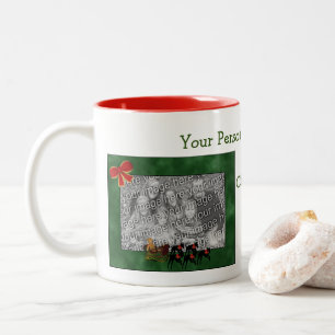 Greyhounds Pulling Sleigh Christmas Photo  Two-Tone Coffee Mug