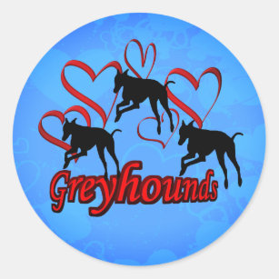 Greyhounds Red Hearts Dog  Classic Round Sticker