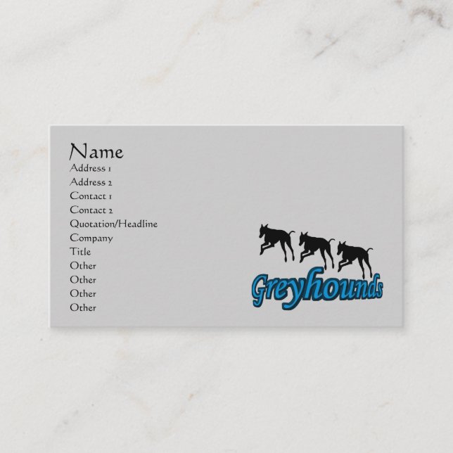 Greyhounds Running Silhouette Animal Business Card (Front)