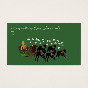 Greyhounds Sleigh Christmas Holiday Gift Card Tag