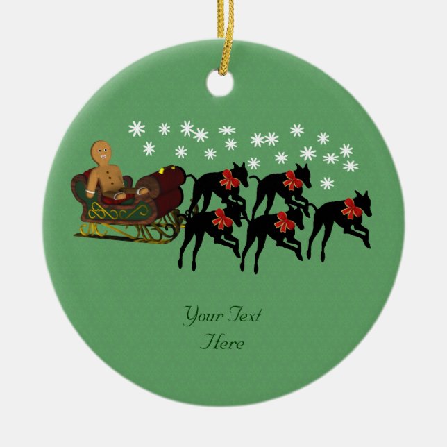 Greyhounds Sleigh Cute Holiday Ornament (Front)