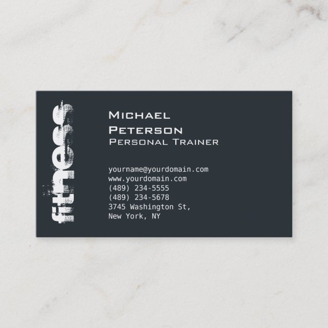 Greyish Blue Trendy Fitness Sport Business Card (Front)