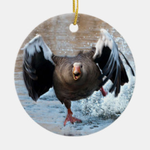 Greylag Goose on the Chase Ceramic Tree Decoration