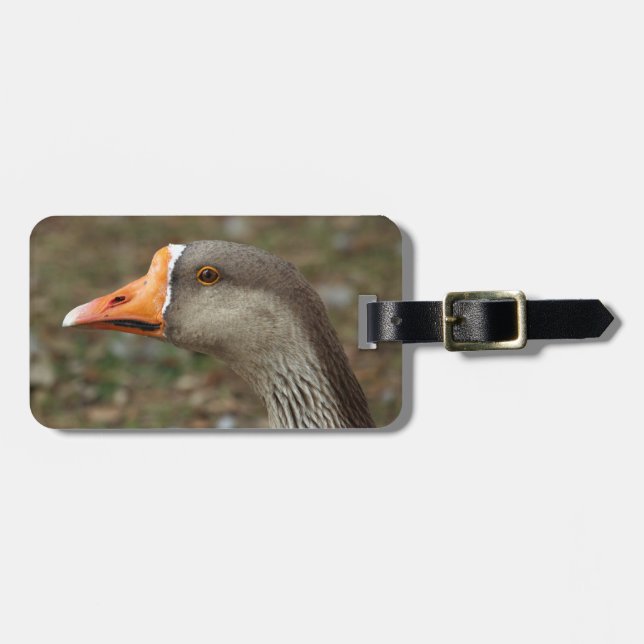 Greylag Swan Goose Cross Luggage Tag (Front Horizontal)