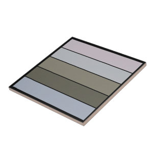 Greys Green With Black Stripes On Watercolor Paper Tile