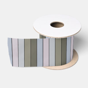 Greys Greens And Black Stripes On Watercolor Paper Satin Ribbon
