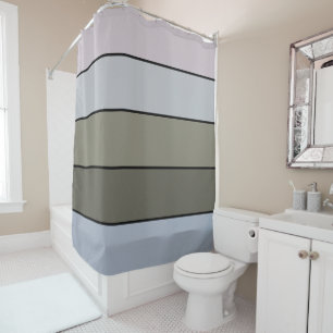 Greys Greens And Black Stripes On Watercolor Paper Shower Curtain