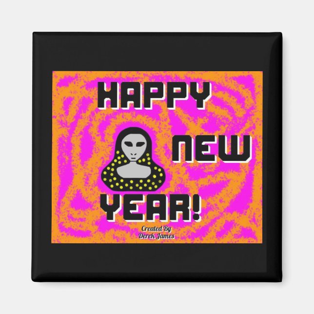 Greys New Year Wishes 2 Inch Square Magnet (Front)