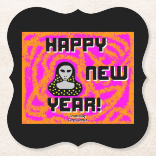 Greys New Year Wishes Bracket Paper Coaster