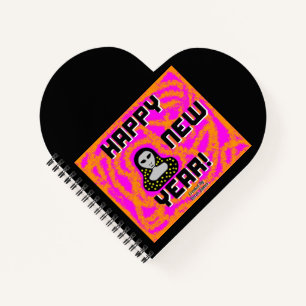 Greys New Year Wishes Heart Shaped Notebook
