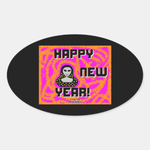 Greys New Year Wishes Oval Sticker