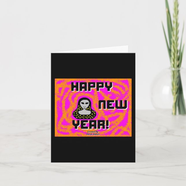 Greys New Year Wishes Small Greeting Card (Front)