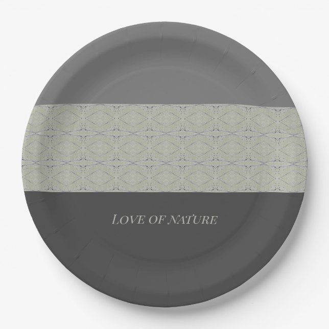 Greys With Soft Green Paper Plate (Front)