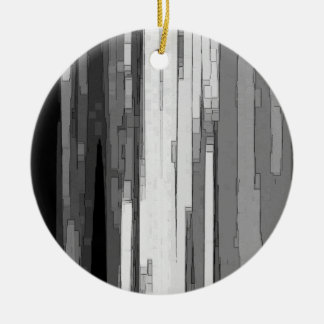 Greyscale Abstract B&W Art Ceramic Tree Decoration