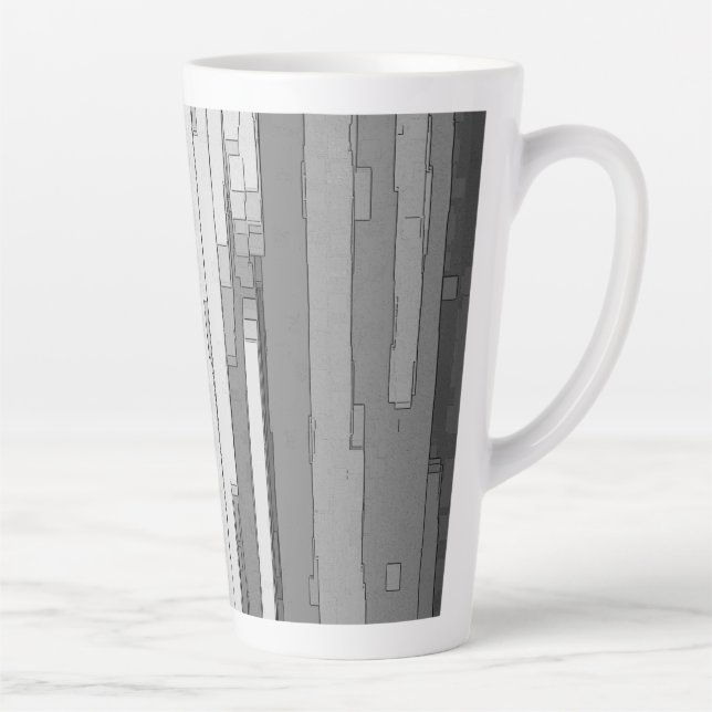 Greyscale Abstract B&W Art  Latte Mug (Right)