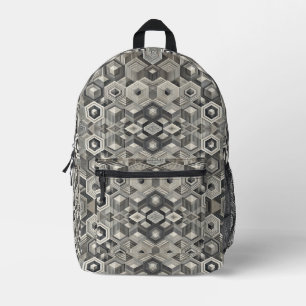 Greyscale Geometrics Printed Backpack