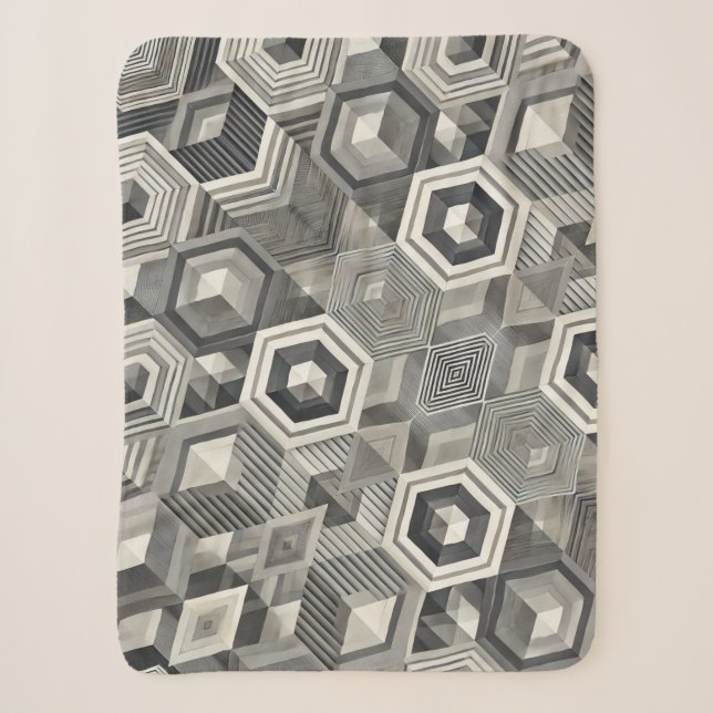 Greyscale Geometrics Sherpa Blanket (Front)