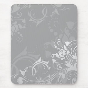 greyscale swirly modern floral design mouse mat