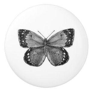 Greyscale Vintage Butterfly Ceramic Knob