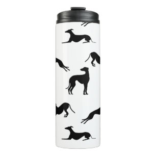 Greyt Greyhound Silhouettes - Black on White Thermal Tumbler