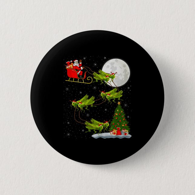Grhopper Santa Sleigh Flying Funny Magical Christm 6 Cm Round Badge (Front)