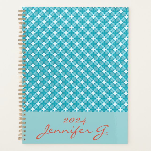 Grid and Stars Gingham Pattern 2 Planner (Front)