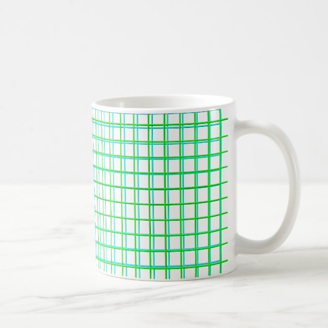 grid azur, grid green coffee mug (Right)