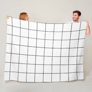Grid Black and White Fleece Blanket