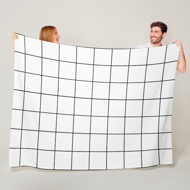 Grid Black and White Fleece Blanket (In Situ)