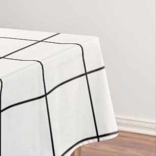 Grid Black and White Tablecloth