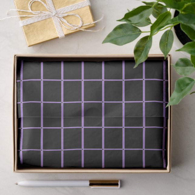 Grid black purple line tissue paper (Gift)