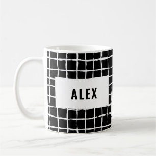 Grid black white 4 photo modern minimal abstract m coffee mug