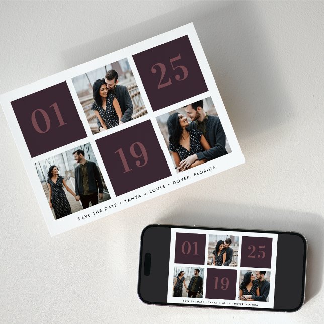 Grid Collage Multi Photo Wedding Save The Date (Creator Uploaded)