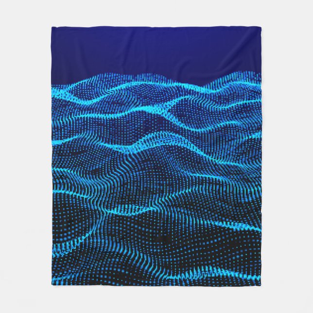 Grid dots Abstract landscape background. Cyberspac Fleece Blanket (Front)