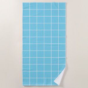 Grid Light Blue and White Beach Towel