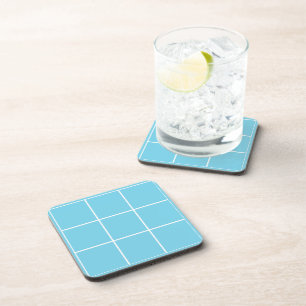 Grid Light Blue and White Coaster