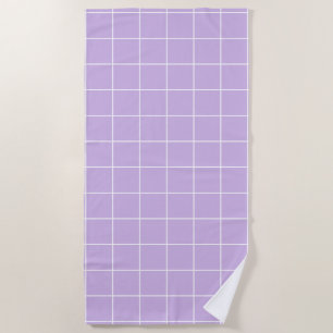 Grid Lilac and White Beach Towel