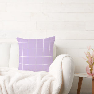 Grid Lilac and White Cushion