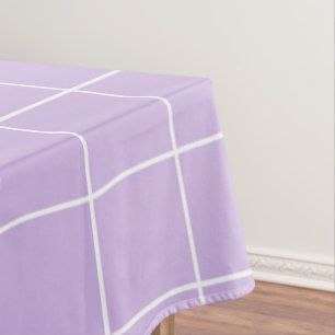 Grid Lilac and White Tablecloth