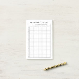 Grid Minimalist DAILY Task List Personal Post-it Notes