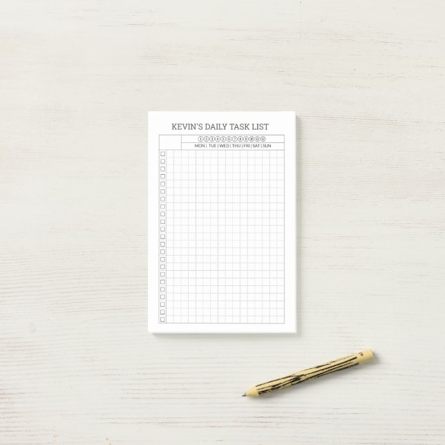 Grid Minimalist DAILY Task List Personal Post-it Notes (On Desk)