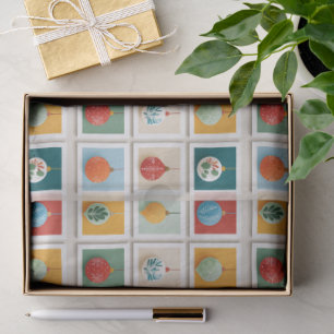 Grid of Bright Christmas Tree Icons Tissue Paper