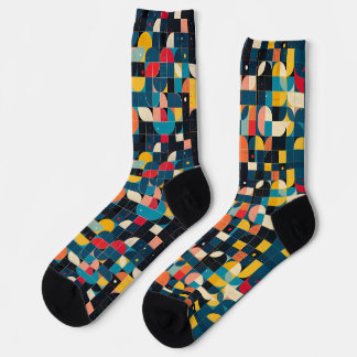 Grid of colourful circle shape variations socks