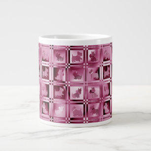 Grid of Patterned Scottie Puppies Large Coffee Mug